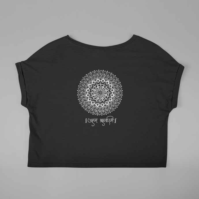 Aham Brahmasmi - Mandala Art - Crop Top (Black)  60046b9c33dfc