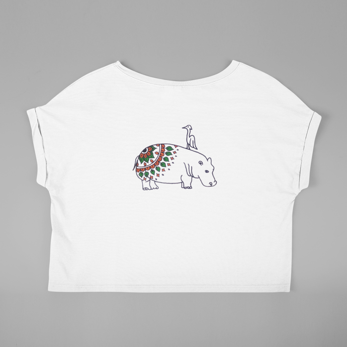 Coy Hippo with a Friend - Crop Top  5ffdcb7eb97a5