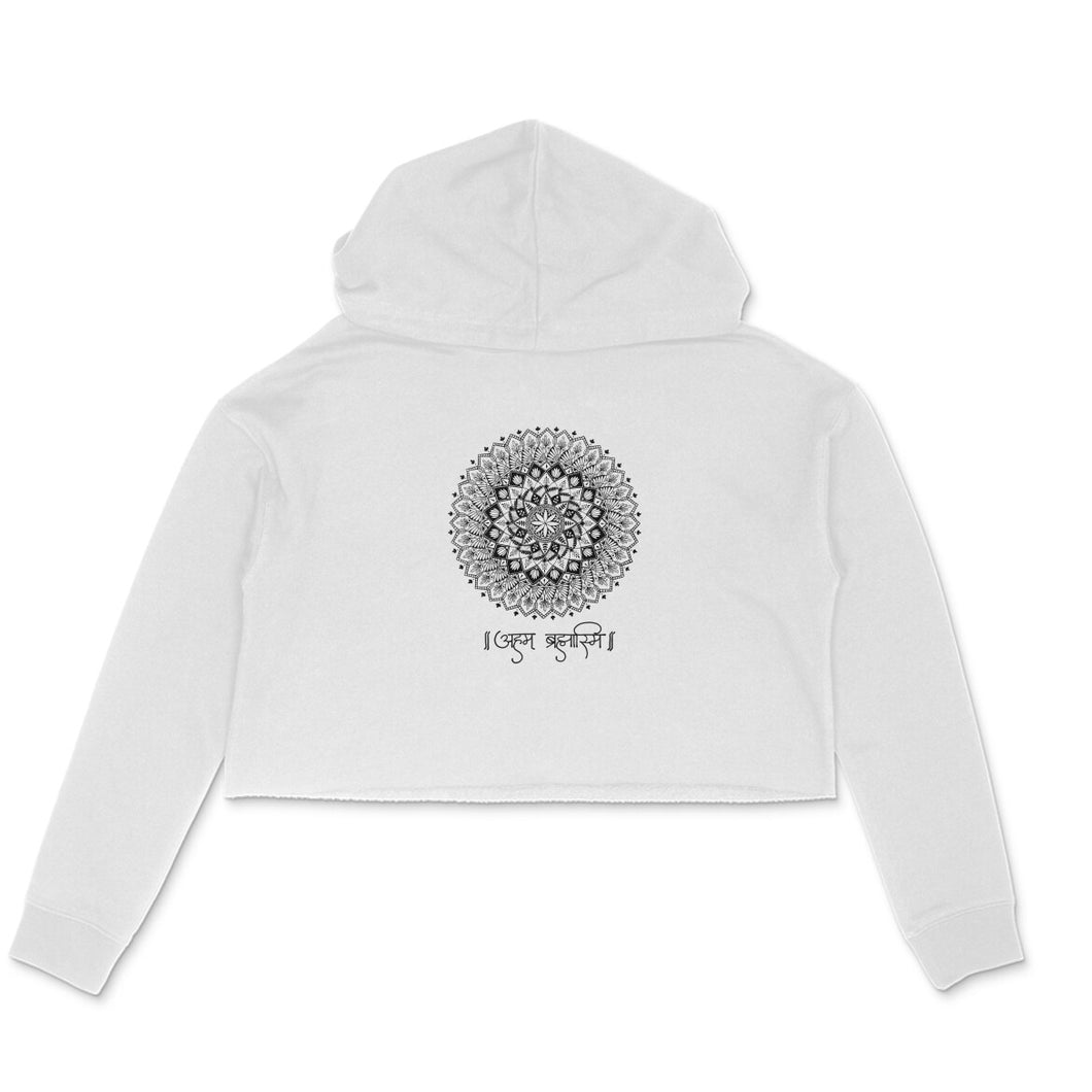 Aham Brahmasmi - Mandala Art - Crop Hoodie (White)  60d9d32274d98