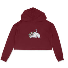 Load image into Gallery viewer, Coy Hippo with a Friend - Mandala Art - Crop Hoodie  60d9dad3837af
