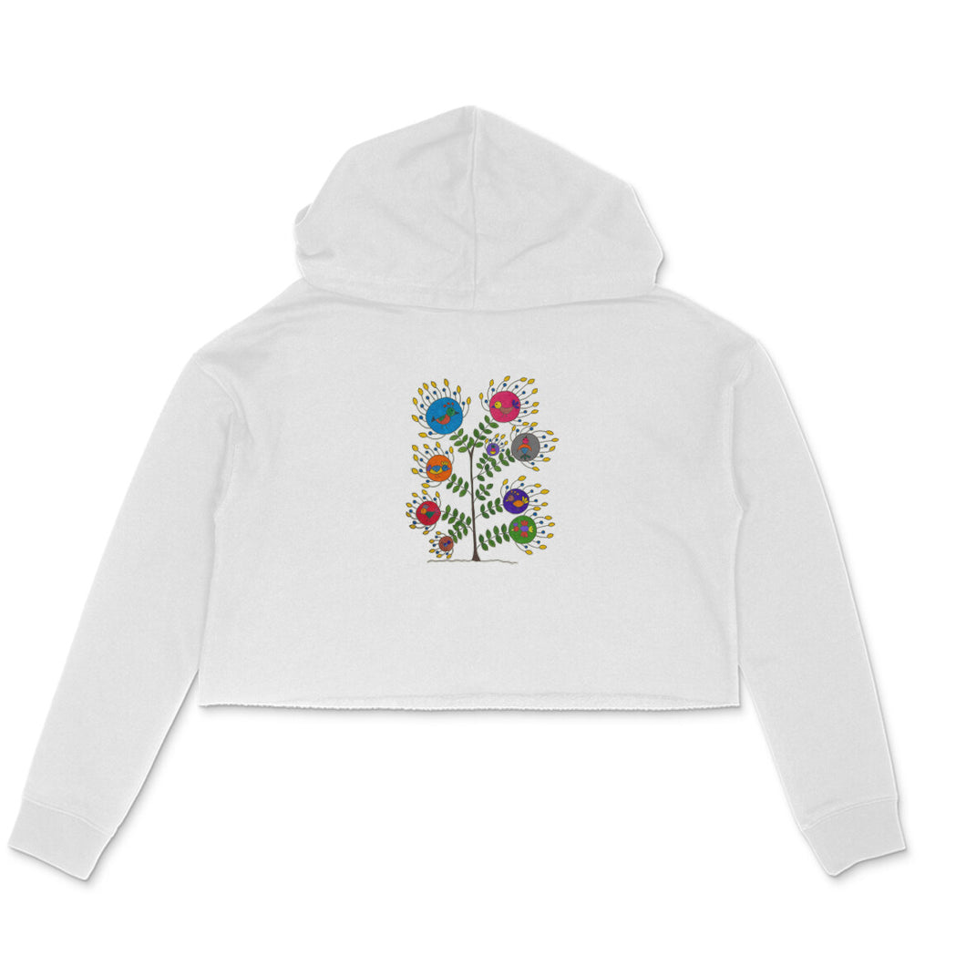 Flock Together - Warli Art - Crop Hoodie